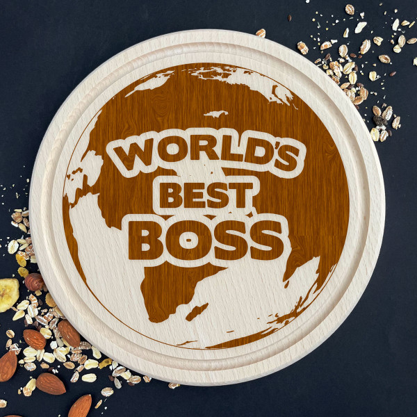 Graviruota medinė pjaustymo lentelė "WORLD'S BEST BOSS" Graviruota medinė pjaustymo lentelė "WORLD'S BEST BOSS"