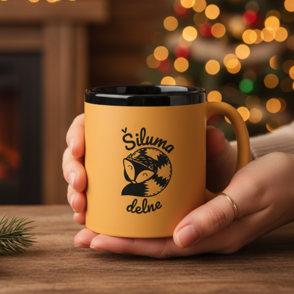 Graviruotas puodelis "Šiluma delne"