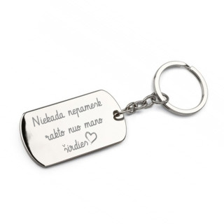Graviruotas raktų pakabukas "Niekada nepamesk rakto"