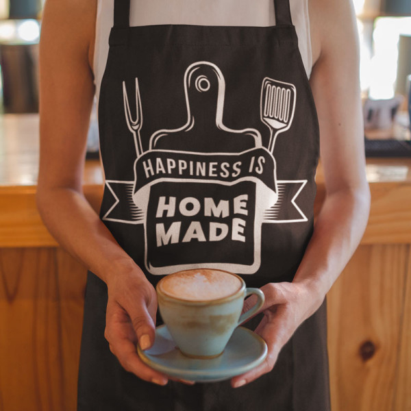 Medvilninė prijuostė "Happiness is home made" Medvilninė prijuostė "Happiness is home made"