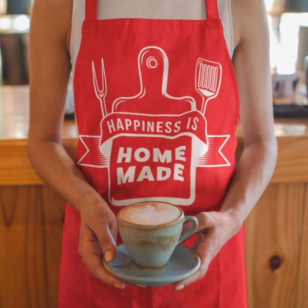 Medvilninė prijuostė "Happiness is home made" Medvilninė prijuostė "Happiness is home made"