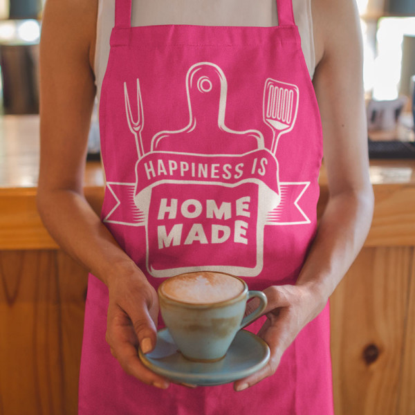 Medvilninė prijuostė "Happiness is home made" Medvilninė prijuostė "Happiness is home made"