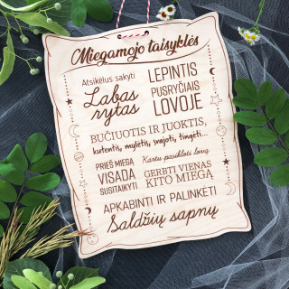Graviruota medinė lentelė "Miegamojo taisyklės"