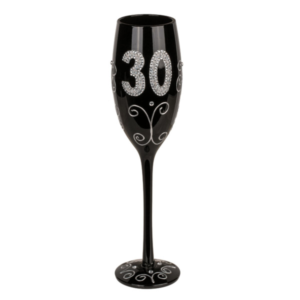 Juoda šampano taurė su skaičiumi "30" Juoda šampano taurė su skaičiumi "30"