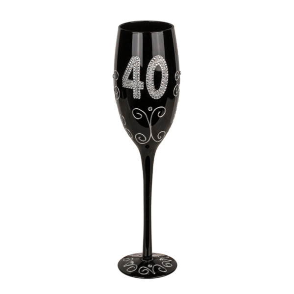 Juoda šampano taurė su skaičiumi "40" Juoda šampano taurė su skaičiumi "40"
