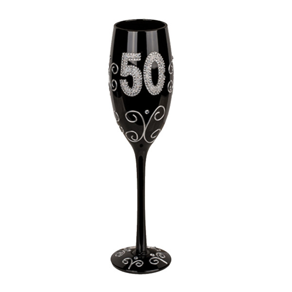 Juoda šampano taurė su skaičiumi "50" Juoda šampano taurė su skaičiumi "50"