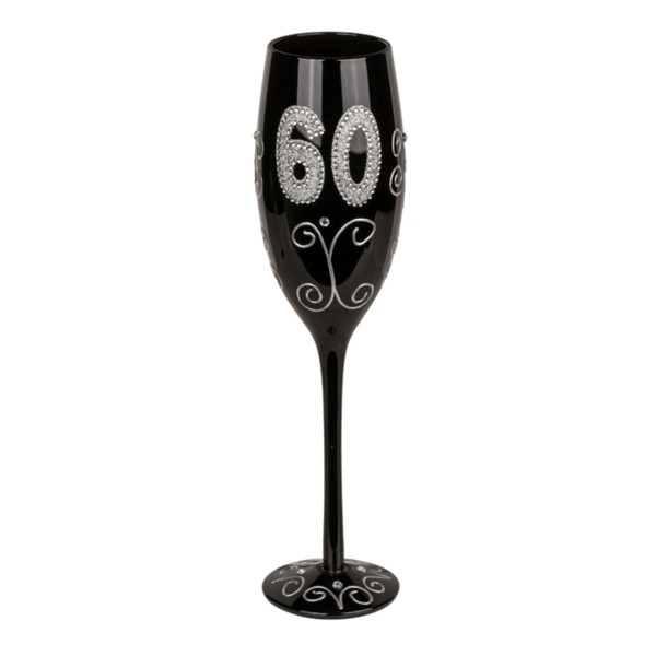 Juoda šampano taurė su skaičiumi "60" Juoda šampano taurė su skaičiumi "60"