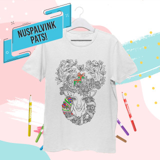 Marškinėliai "Nuspalvink pats! Kalėdinis elnias"
