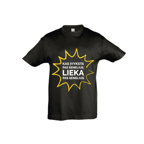 Vaikiški marškinėliai "Kas vyksta pas senelius - lieka pas senelius"