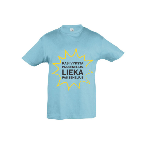 Vaikiški marškinėliai "Kas vyksta pas senelius - lieka pas senelius"
