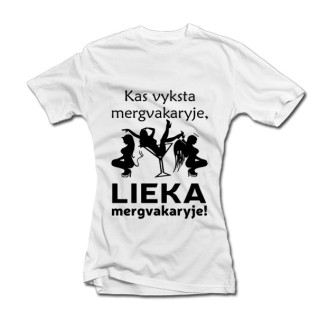 Moteriški marškinėliai "Kas vyksta mergvakaryje - lieka mergvakaryje!"