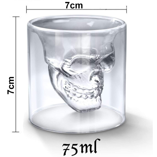 Kaukolės formos stikliukas "DOOMED", 75ml