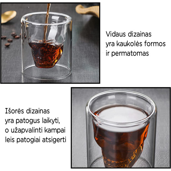 Kaukolės formos stikliukų rinkinys "DOOMED", 4 x 75ml