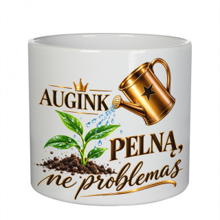 Keramikinis vazonas "Auginkite pelną, ne problemas" Keramikinis vazonas "Auginkite pelną, ne problemas"