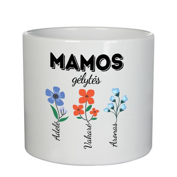 Keramikinis vazonas "Mamos gėlytės" su vaikų vardais Keramikinis vazonas "Mamos gėlytės" su vaikų vardais