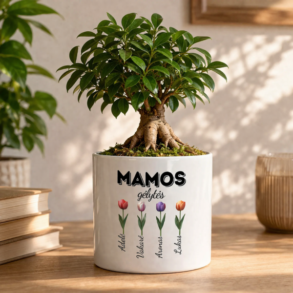 Keramikinis vazonas "Mamos gėlytės" su vaikų vardais