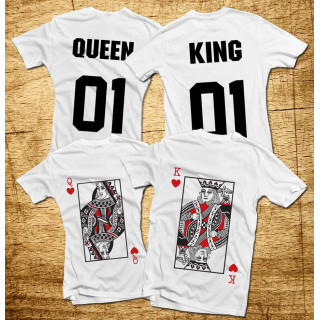 Marškinėlių komplektas "King & Queen" su spauda iš priekio ir iš galo