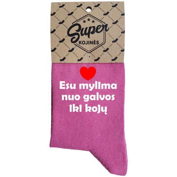 Moteriškos kojinės „Esu mylima nuo galvos iki kojų“ Moteriškos kojinės „Esu mylima nuo galvos iki kojų“