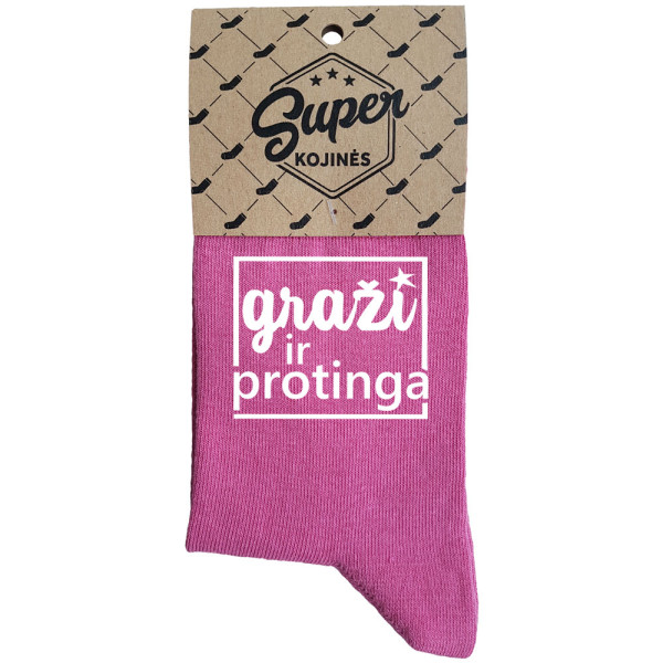 Moteriškos kojinės „Graži ir protinga“ Moteriškos kojinės „Graži ir protinga“