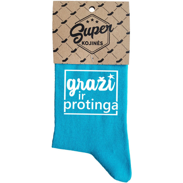 Moteriškos kojinės „Graži ir protinga“ Moteriškos kojinės „Graži ir protinga“