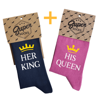 Kojinių komplektas porai "King & Queen"