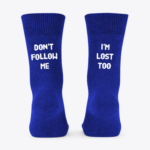 Kojinės su spauda iš galo "Don't follow me"