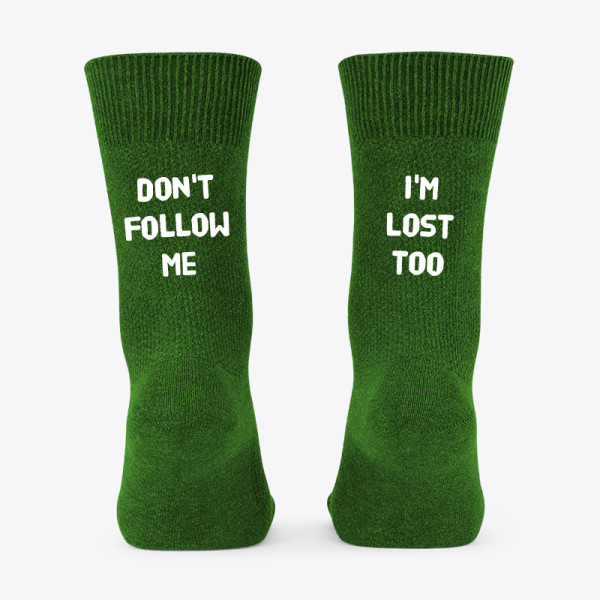 Kojinės su spauda iš galo "Don't follow me"