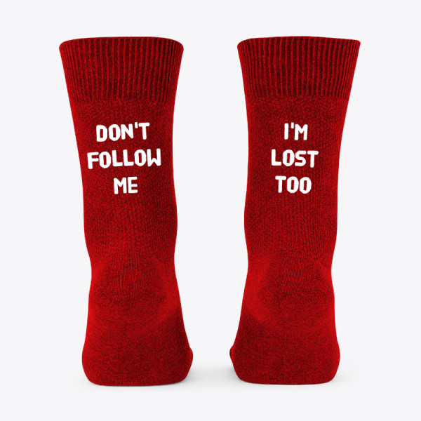 Kojinės su spauda iš galo "Don't follow me"