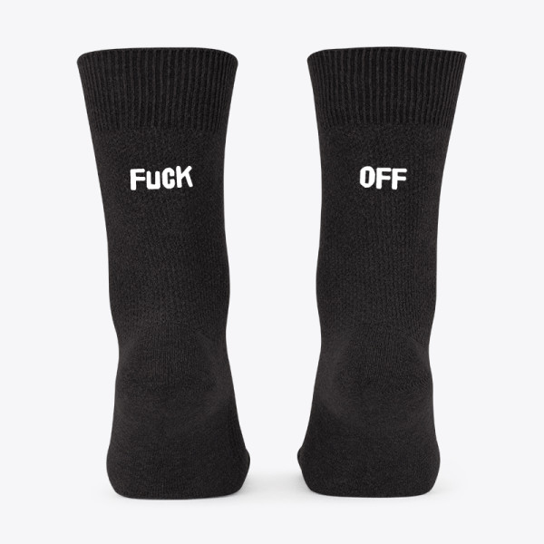 Kojinės su spauda iš galo "Fuck off"