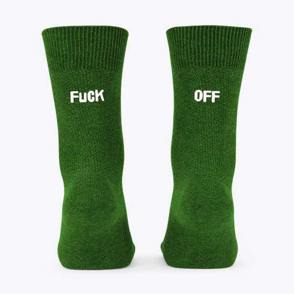 Kojinės su spauda iš galo "Fuck off"
