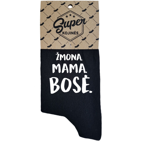 Moteriškos kojinės „Žmona. Mama. Bosė“ Moteriškos kojinės „Žmona. Mama. Bosė“