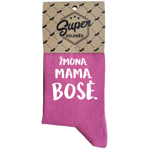 Moteriškos kojinės „Žmona. Mama. Bosė“ Moteriškos kojinės „Žmona. Mama. Bosė“