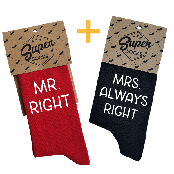 Kojinių komplektas porai "Mr. Right & Mrs. Always Right" Kojinių komplektas porai "Mr. Right & Mrs. Always Right"