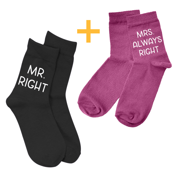 Kojinių komplektas porai "Mr. Right & Mrs. Always Right" Kojinių komplektas porai "Mr. Right & Mrs. Always Right"