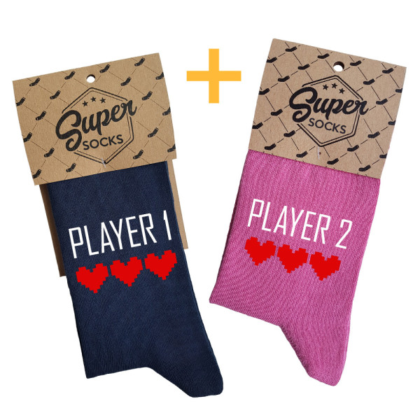 Kojinių komplektas porai "Player 1 and Player 2" Kojinių komplektas porai "Player 1 and Player 2"