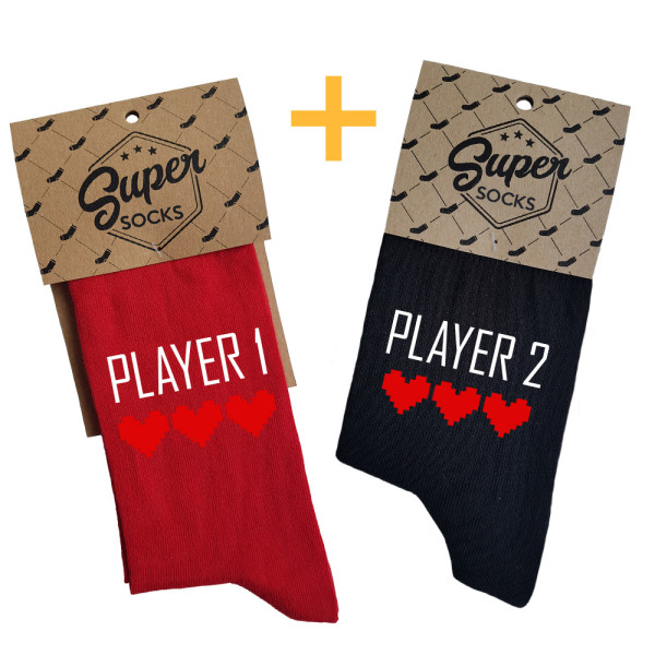 Kojinių komplektas porai "Player 1 and Player 2" Kojinių komplektas porai "Player 1 and Player 2"