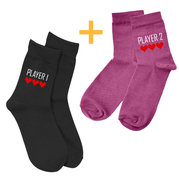 Kojinių komplektas porai "Player 1 and Player 2" Kojinių komplektas porai "Player 1 and Player 2"