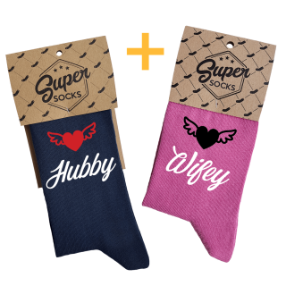 Kojinių komplektas porai "Wifey & Hubby"