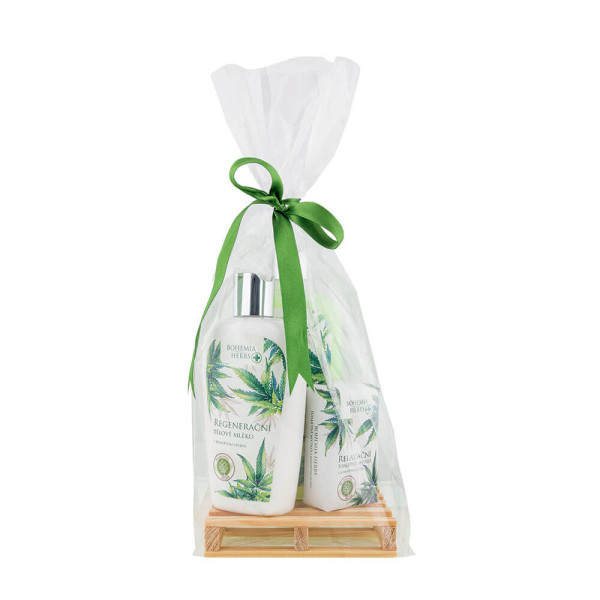 Kosmetikos dovanų rinkinys "Hemp SPA“ (skystas muilas 300ml + kūno pienelis 250ml + muilas 100g) Kosmetikos dovanų rinkinys "Hemp SPA“ (skystas muilas 300ml + kūno pienelis 250ml + muilas 100g)