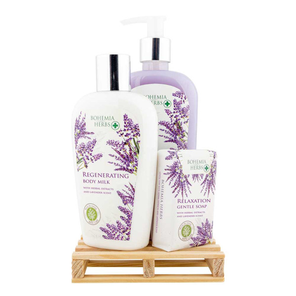 Kosmetikos dovanų rinkinys "Lavender SPA" (skystas muilas 300ml + kūno pienelis 250ml + muilas 100g) Kosmetikos dovanų rinkinys "Lavender SPA" (skystas muilas 300ml + kūno pienelis 250ml + muilas 100g)