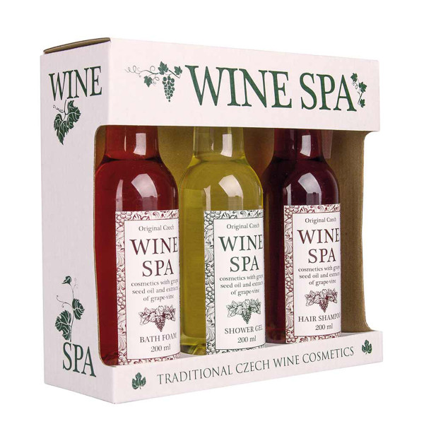 Kosmetikos dovanų rinkinys "WINE SPA" (dušo želė 200ml + šampūnas 200ml + vonios putos 200ml) Kosmetikos dovanų rinkinys "WINE SPA" (dušo želė 200ml + šampūnas 200ml + vonios putos 200ml)