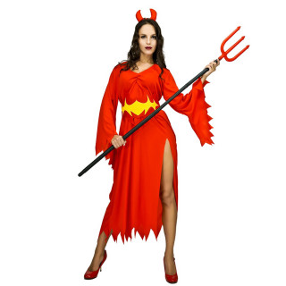 Universalaus dydžio kostiumas moterims "Velniukė" (suknelė ir juosta)