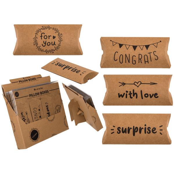 Kraft popieriaus dėžutės - pagalvėlės "For you", 4vnt