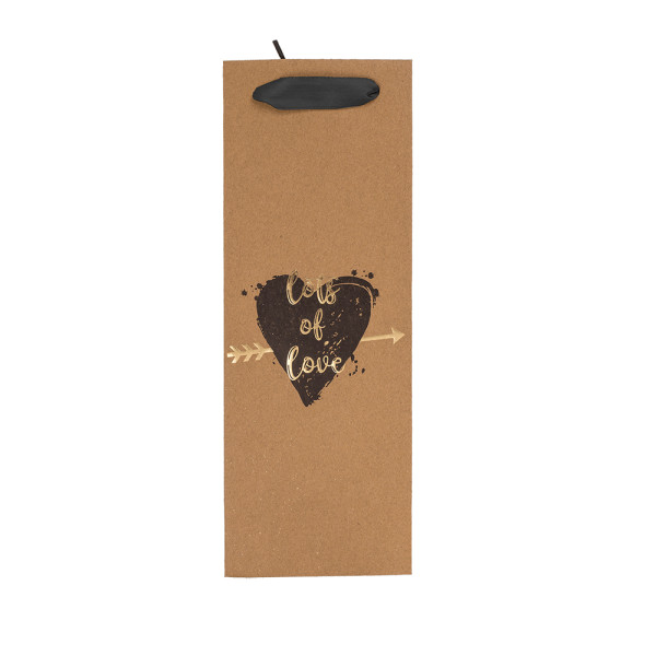 Kraft popieriaus dovanų maišelis buteliui "Love" (33x10x12cm) Kraft popieriaus dovanų maišelis buteliui "Love" (33x10x12cm)