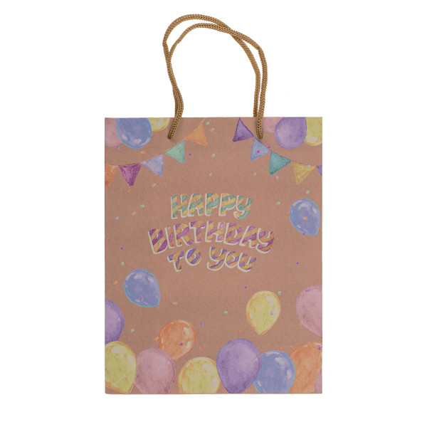 Kraft popieriaus dovanų maišelis "Happy Birthday" (23x18x8cm) Kraft popieriaus dovanų maišelis "Happy Birthday" (23x18x8cm)