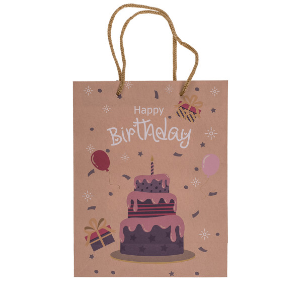 Kraft popieriaus dovanų maišelis "Happy Birthday" (23x18x8cm) Kraft popieriaus dovanų maišelis "Happy Birthday" (23x18x8cm)