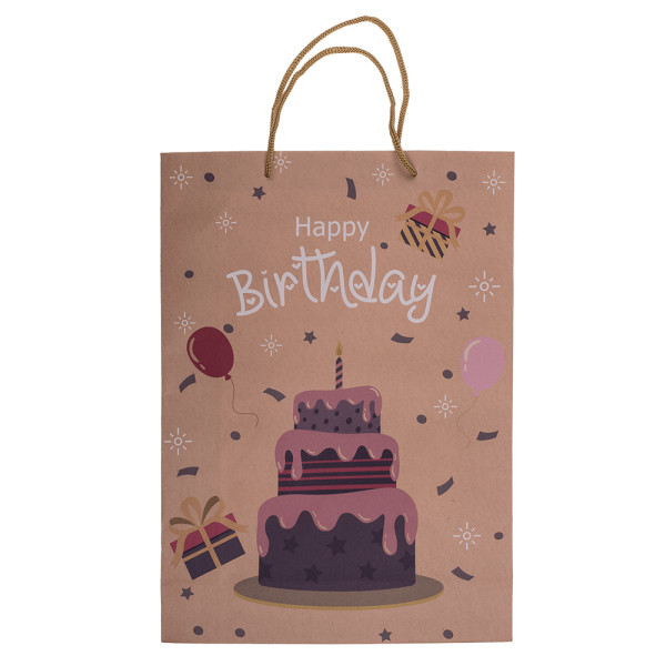 Kraft popieriaus dovanų maišelis "Happy Birthday" (34,5x25x8,5cm) Kraft popieriaus dovanų maišelis "Happy Birthday" (34,5x25x8,5cm)