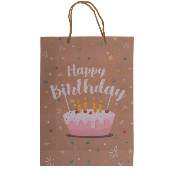 Kraft popieriaus dovanų maišelis "Happy Birthday" (34,5x25x8,5cm) Kraft popieriaus dovanų maišelis "Happy Birthday" (34,5x25x8,5cm)