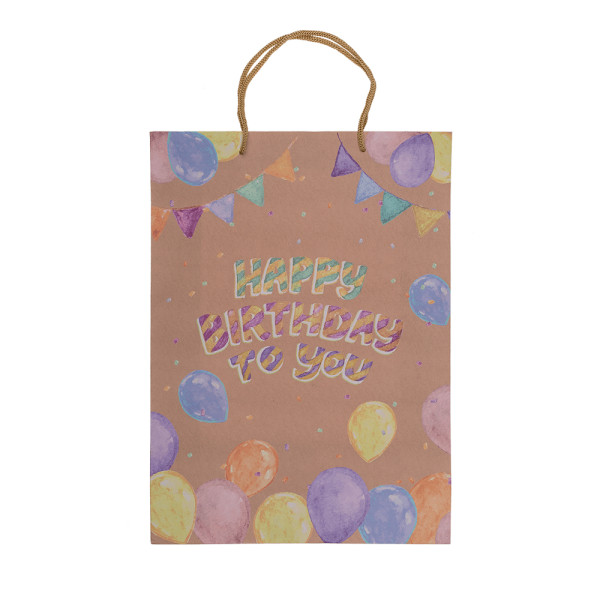 Kraft popieriaus dovanų maišelis "Happy Birthday" (34,5x25x8,5cm) Kraft popieriaus dovanų maišelis "Happy Birthday" (34,5x25x8,5cm)