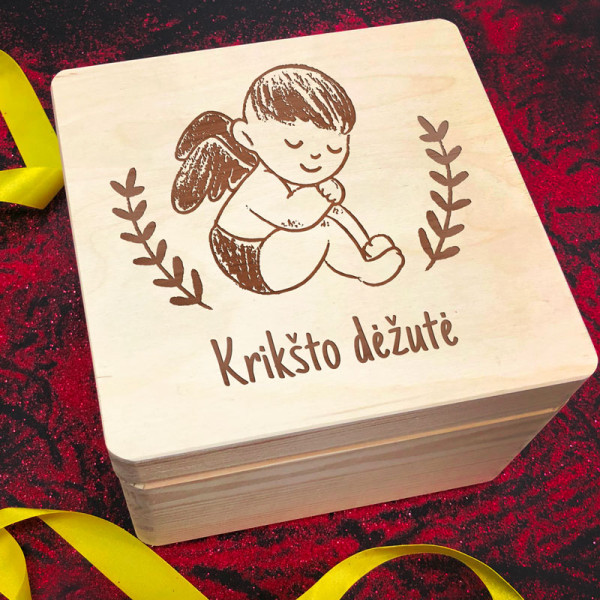 Medinė Krikšto dėžutė (20x20cm) Medinė Krikšto dėžutė (20x20cm)